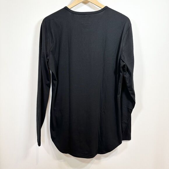 Men’s Cuts Elongated Large Long Sleeve Black Henley T Shirt Top Pyca Pro - Picture 4 of 9